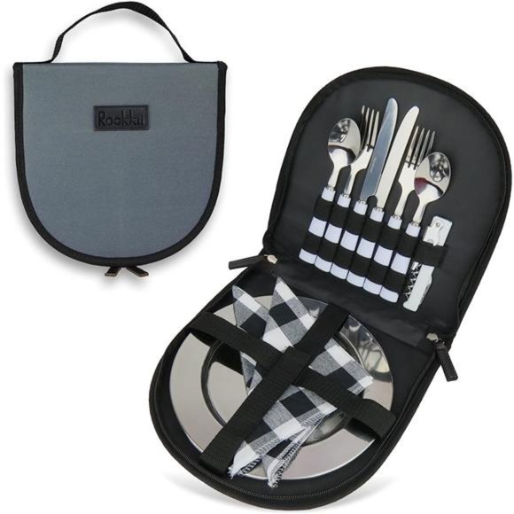 Camping Silverware Set with Case, 11 Pcs Camping Mess Kit with Stainless Steel - Picture 1 of 6